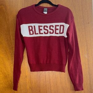 Modern Lux Maroon Knit Pullover with Blessed White Label Detail
